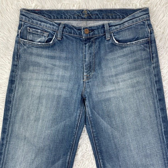 7 For All Mankind Pants Womens 31 Blue Ginger Flared Medium Wash Denim Jeans USA - Picture 2 of 15